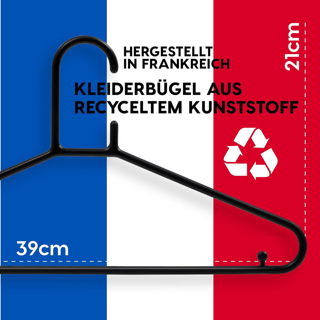 Iris Ohyama, schwarz, 39 cm, 50 stück, Kleiderbügel Plastik, Kunststoff, CHM-39, Bügel, Platzsparend