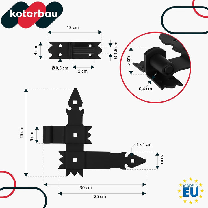 KOTARBAU® 4tlg.Winkelbänder 250 x 250 mm Geschmiedet Antik für Fensterladen Tore Garagen, 250 x 250
