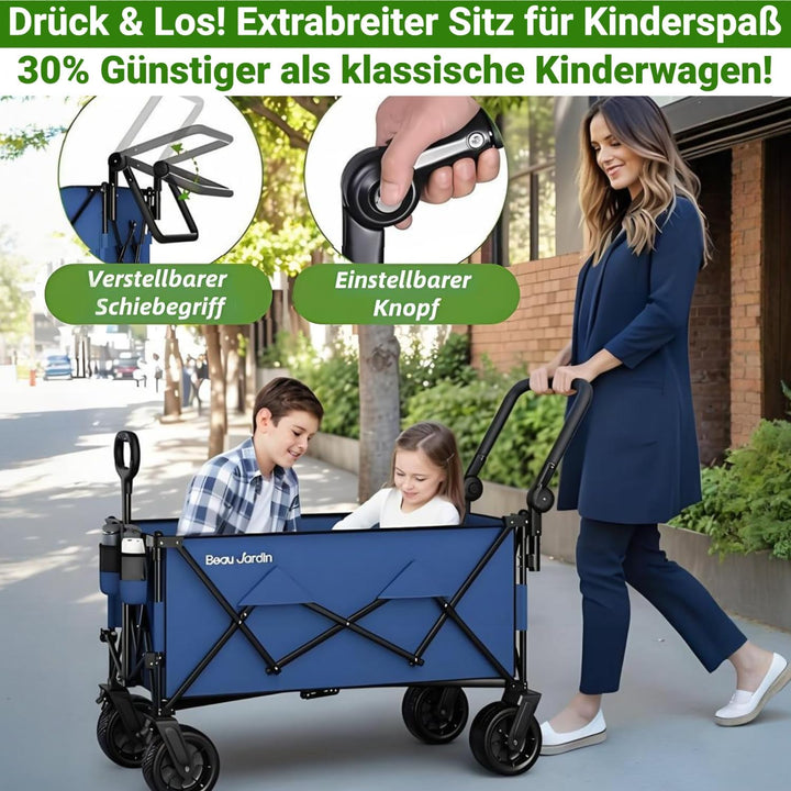 BEAU JARDIN Klappbarer Bollerwagen – 200L 230KG Tragfähigkeit, All-Terrain-Räder 16cm | Faltbarer Tr