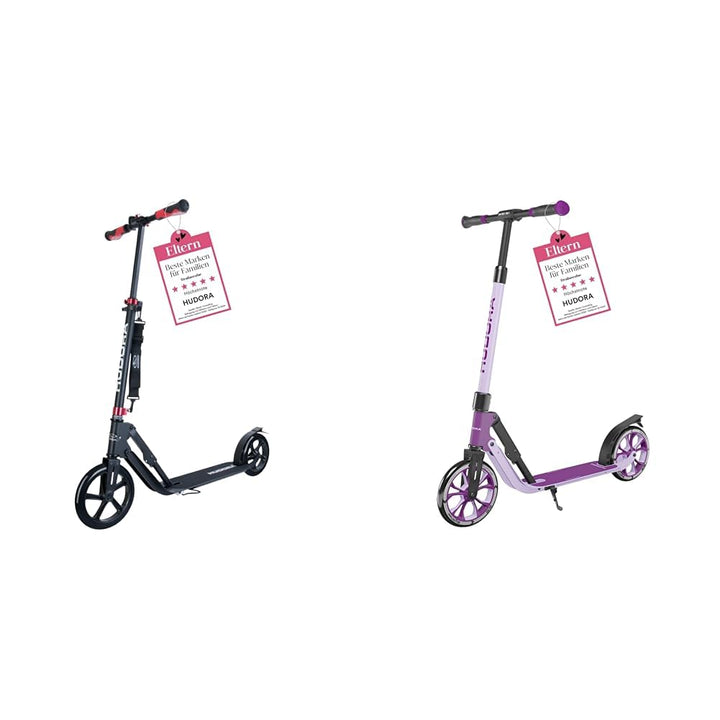 HUDORA BigWheel Style 230 Scooter - Stabiler Aluminium-Roller mit grosser Trittfläche - Höhenverstel