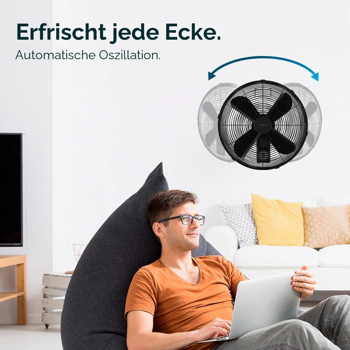 Cecotec - Wandventilatoren EnergySilence 4500 Power Wall Control Black, 50W, 30 cm, 4 aerodynamische