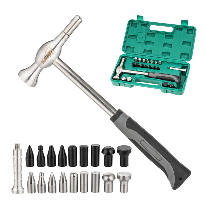 KATSU Tools 20 Stück Auto Karosserie Panel Dent Repair Tool Set - Edelstahl Hammer mit Tap Down Pen