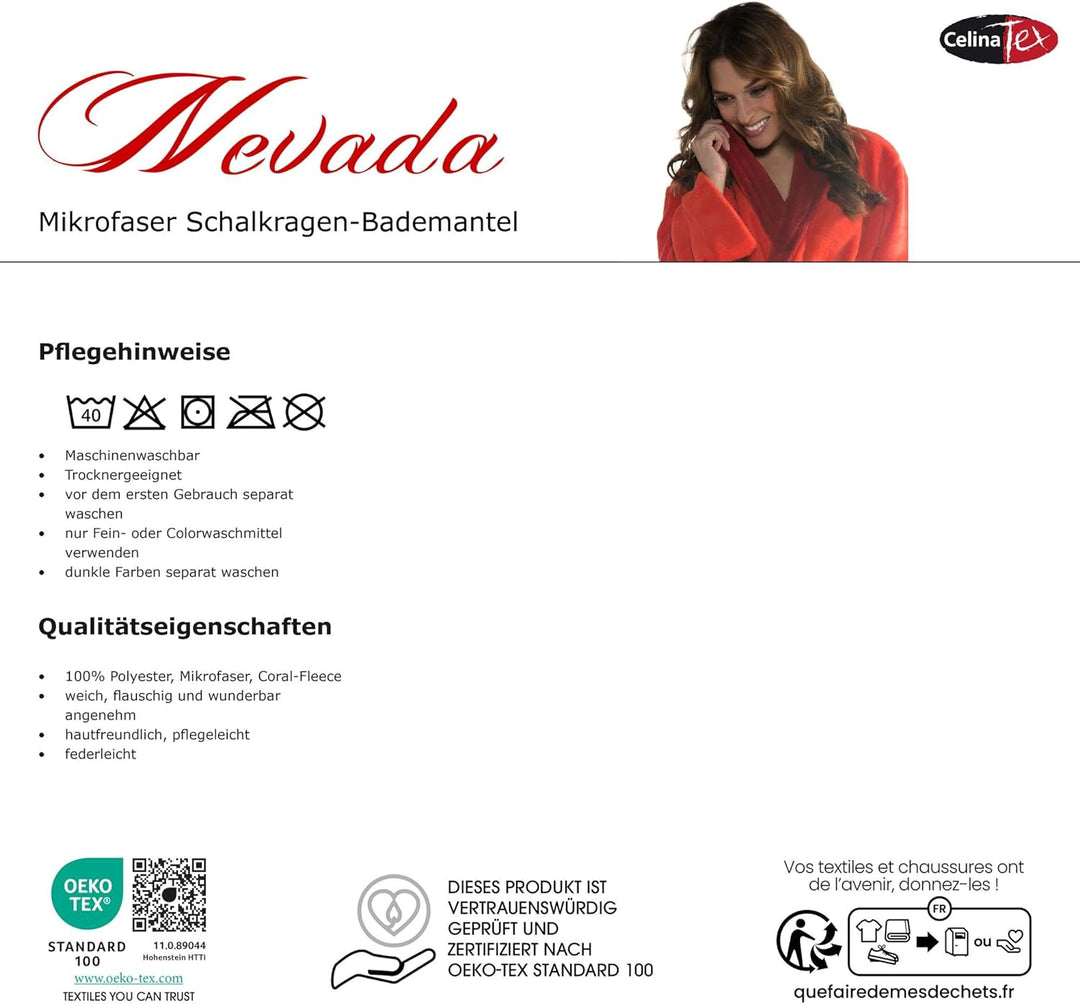 CelinaTex Nevada Bademantel Damen Herren S mittel blau dunkel blau Mikrofaser Saunamantel Coral Flee
