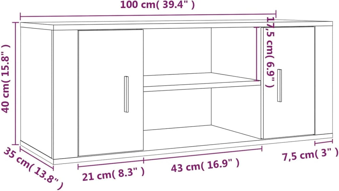 Tidyard TV Schrank mit 4 Fächer Lowboard TV Möbel Fernsehschrank Fernsehtisch TV Board Fernsehmöbel