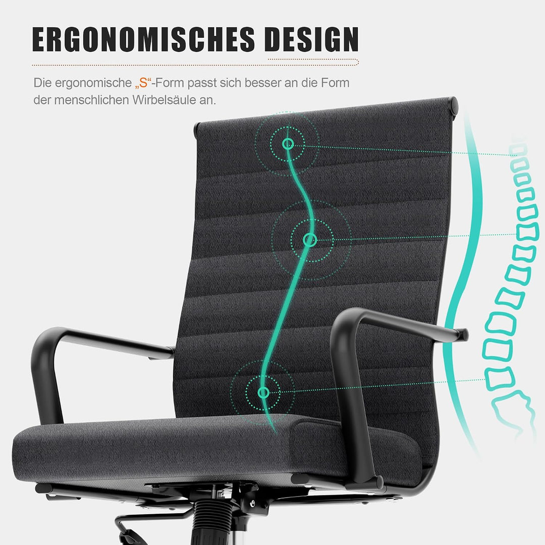 UEV Bürostuhl Ergonomisch Wippfunktion bis 150 kg belastbar Schreibtischstuhl mit Armlehne Drehstuhl