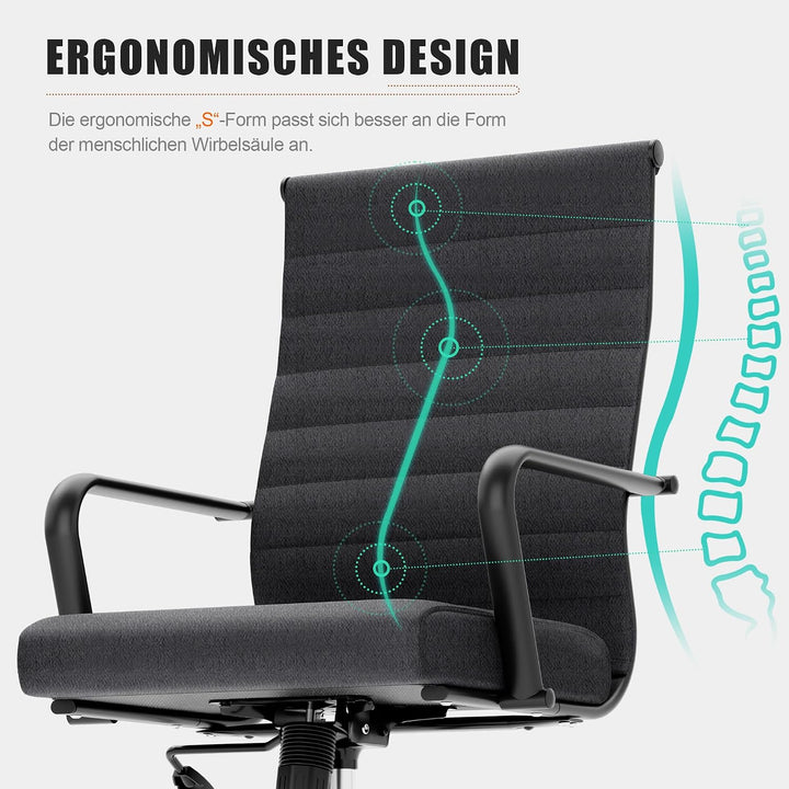 UEV Bürostuhl Ergonomisch Wippfunktion bis 150 kg belastbar Schreibtischstuhl mit Armlehne Drehstuhl