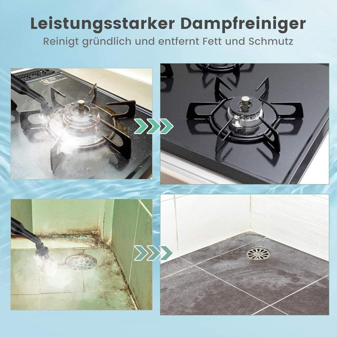 GOPLUS 1500W Dampfreiniger, Dampfdruck: 2 Bar, Tank: 400 ML, Tragbarer Bodenpolierer bis zu 125℃, Au