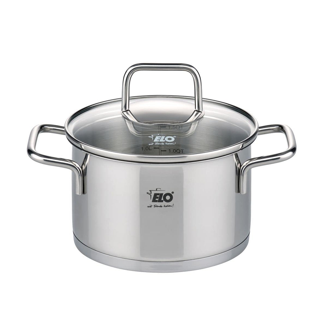 Elo 7242026 Kochtopf aus Edelstahl, 20 cm Durchmesser, Kochtopf und Glasdeckel, geeignet für alle He