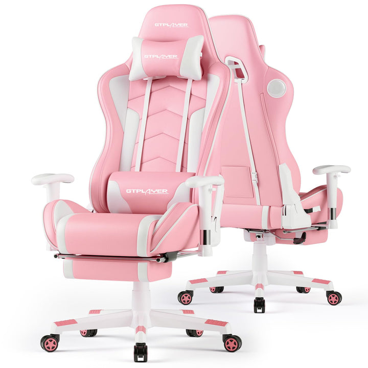 GTPLAYER Gaming Stuhl mit Fussstützen Lautsprecher Bluetooth, Gamer Stuhl Ergonomischer Computerstuh