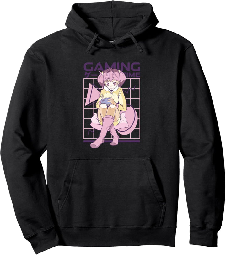 Anime Girl Playing Video Games Gaming Time Zitat Pullover Hoodie