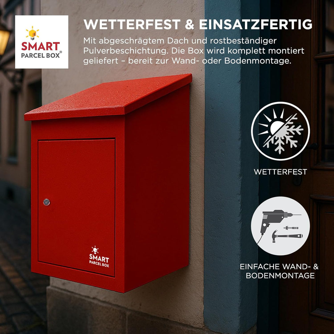Smart Parcel Box, mittelgrosser Paketbriefkasten mit Paketfach und Briefkasten, sicherer Paketkasten