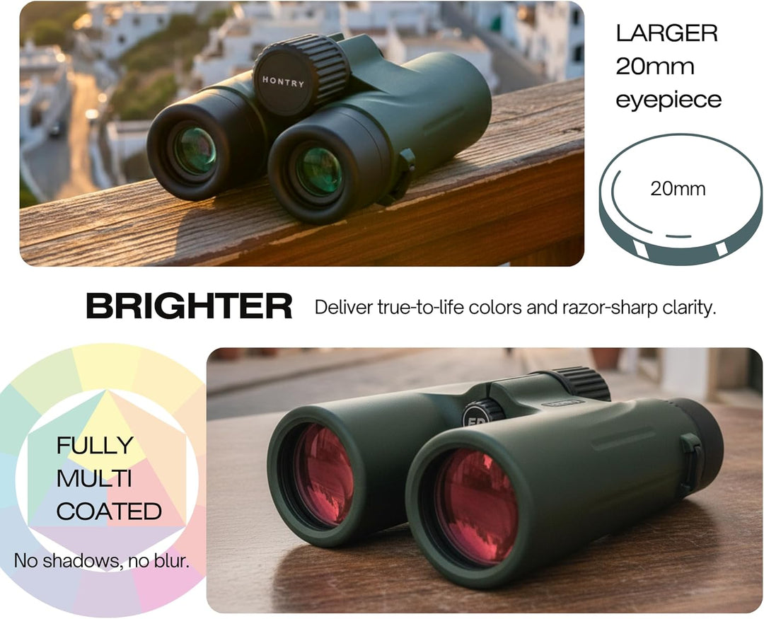 Hontry 8x42 High Definition Binoculars for Adults, IPX6 Grade Waterproof Binoculars for All Outdoor