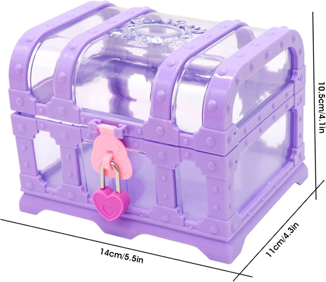 Schatztruhe für Kinder, Retro-Prinzessin-Stil, Spielzeug-Schatztruhe mit Herzschloss, Leere Aufbewah