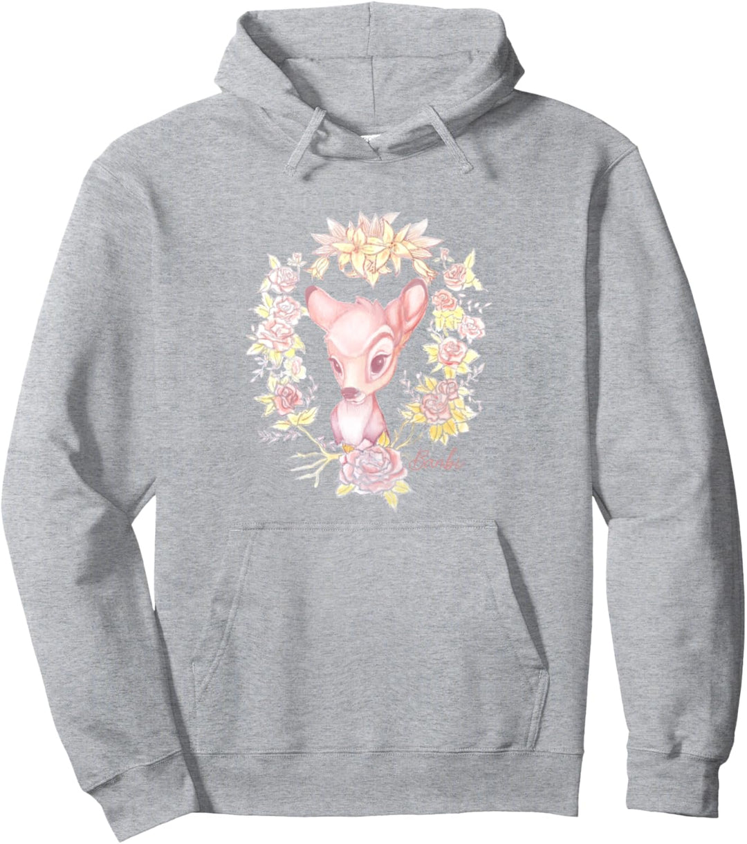 Disney Easter Bambi Floral Watercolor Portrait Pullover Hoodie