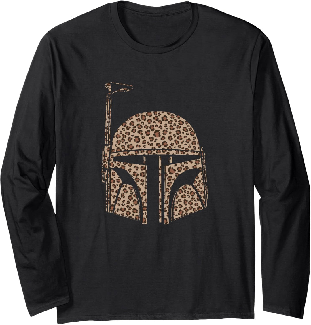 Star Wars Boba Fett Helmet Cheetah Print Fill Langarmshirt
