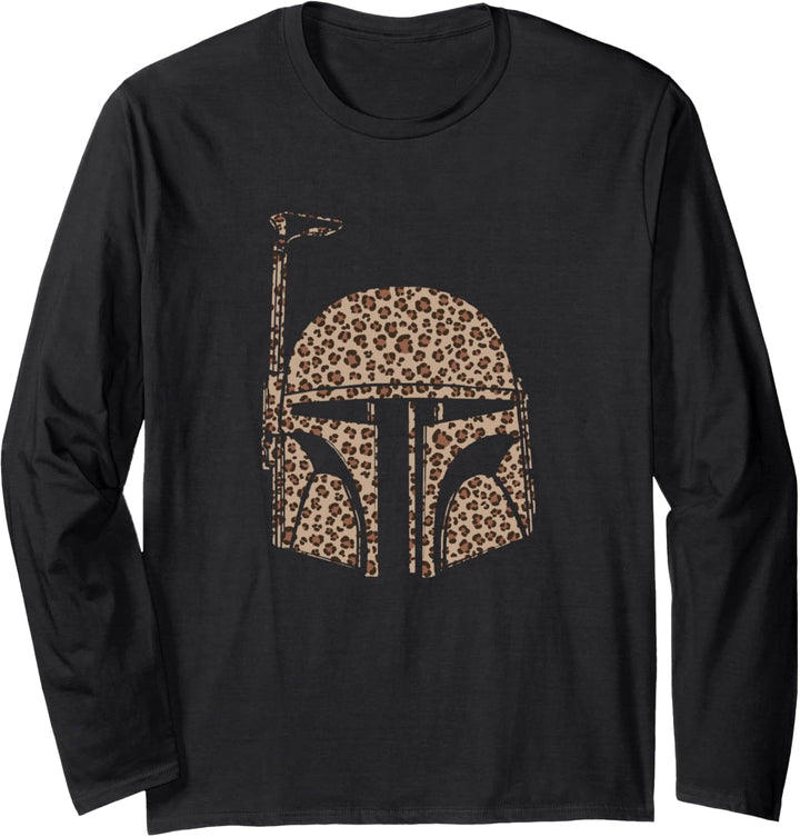 Star Wars Boba Fett Helmet Cheetah Print Fill Langarmshirt