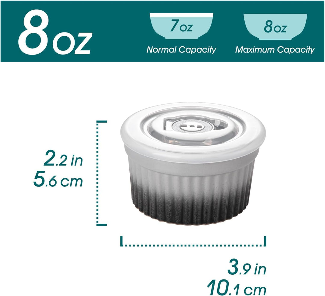 vancasso RAMEKINS 260ml Soufflé Förmchen Set von 6, Ø10,1cm Creme Brulee Schälchen Backofen sicher,