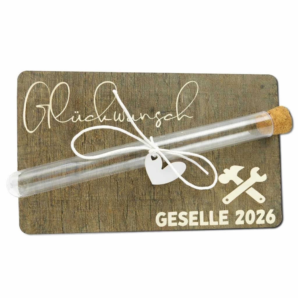 Geldgeschenk Holzkarte Geselle 2026 I Originelles kleines Geldgeschenk I Gesellenprüfung 2026I Geldg