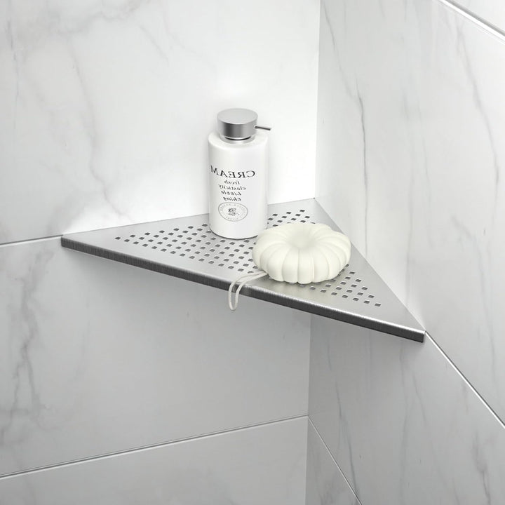 Bernkot Eck Duschregal, Edelstahl 304 Badezimmerregal aus Stahl mit Gitterdesign für geflieste Wände