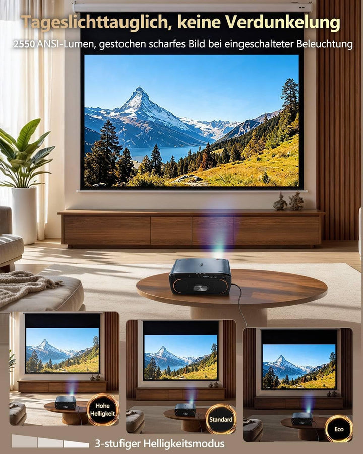 Smart 4K Beamer mit Zertifizierten Apps DB Audio,TOF Autofokus 2400 ANSI Projektor Tageslicht 4K HDR
