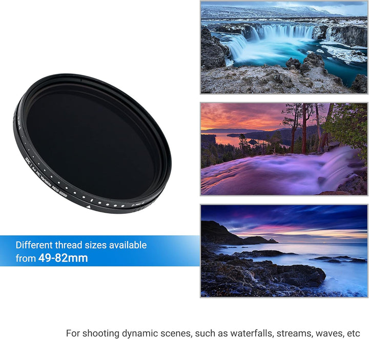 JJC 46mm Variable ND Filter ND2-ND2000 Neutral Graufilter für Nikon Z DX 16-50mm f/3.5-6.3 VR, für O