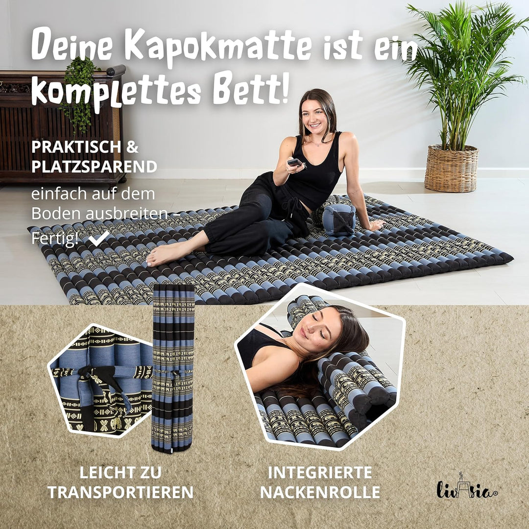 livasia Rollmatte Rollmatratze L-200x110x4,5cm, Gästebett Gästematratze 1 Person, Reisebett Kofferra