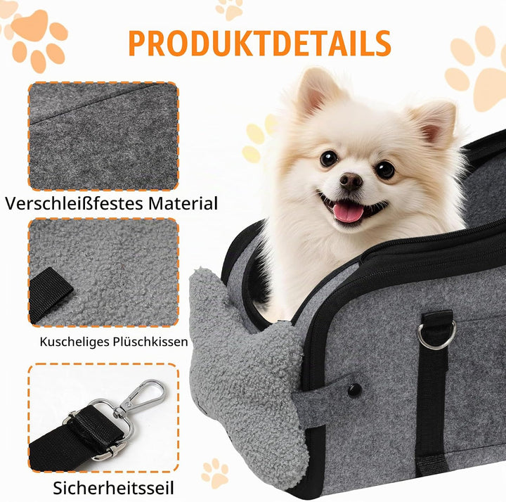 Hunde Autositz für kleine Hunde, Hundeautositz Auto mit Aufbewahrungstaschen, Hundeautositz Hundesit