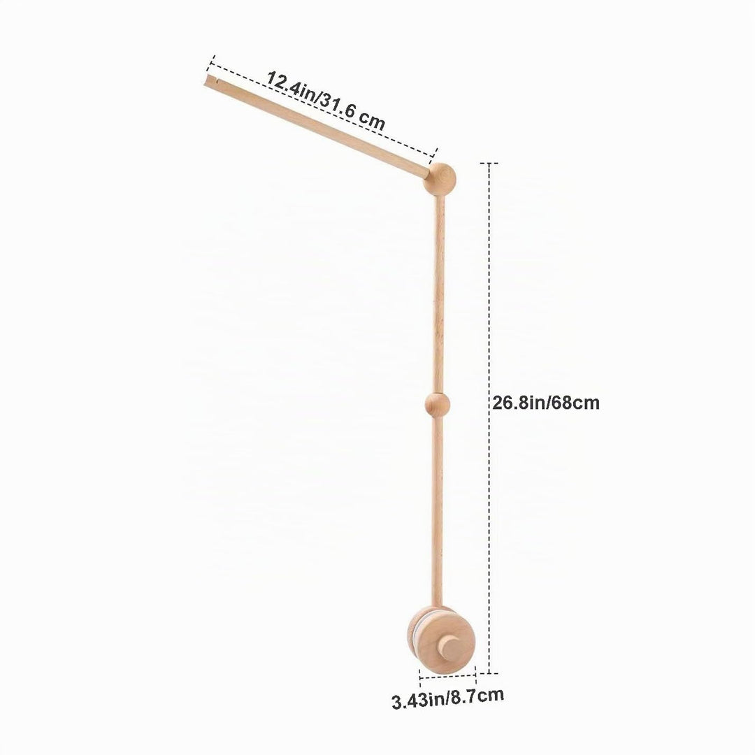 PandaEar Mobile Halterung aus Holz für Babybett &amp; Wickeltisch – Mobile Arm aus Buchenholz mit rutsch