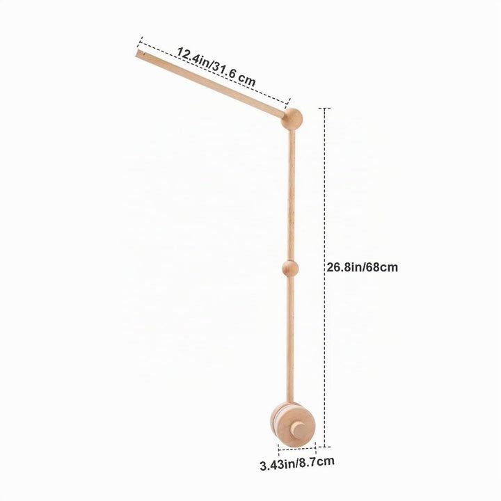 PandaEar Mobile Halterung aus Holz für Babybett &amp; Wickeltisch – Mobile Arm aus Buchenholz mit rutsch