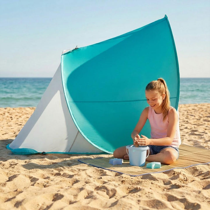 Strandmuschel UV Schutz 50, Pop Up Strandzelt, Leicht zu Tragen, Koffertauglich, Strand Windschutz u