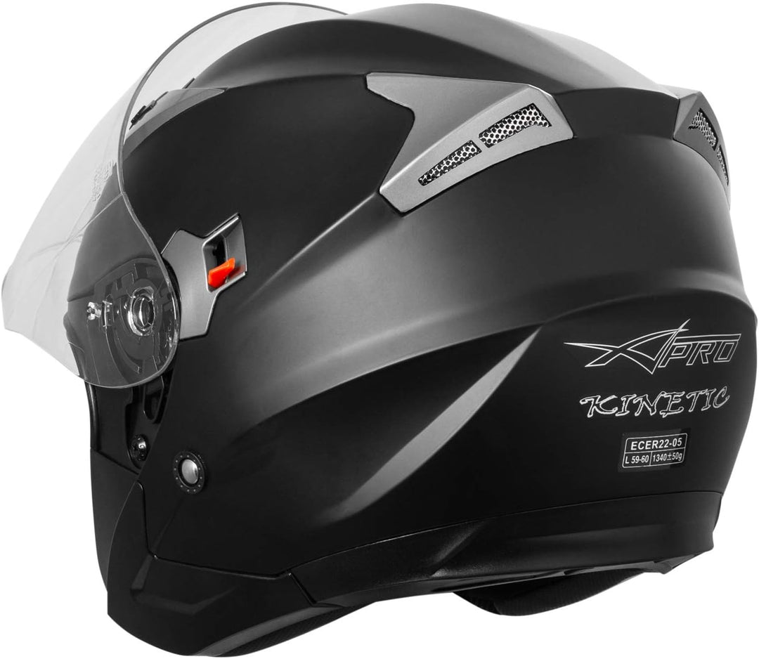 Motorradhelm Helm Sturzhelm Jethelm Roller Innensonnenblende Visier 53-54 cm ( XS) Matt Schwarz, 53-
