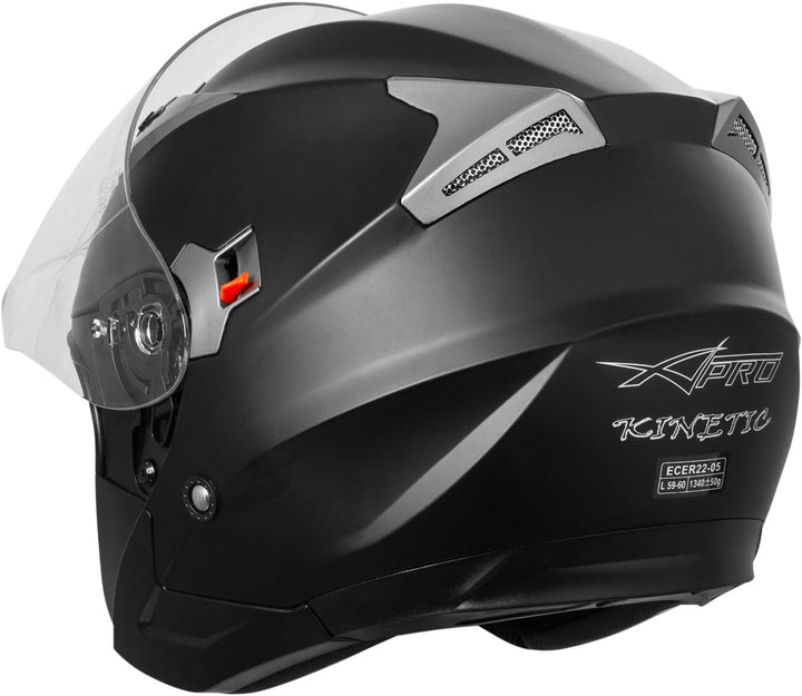Motorradhelm Helm Sturzhelm Jethelm Roller Innensonnenblende Visier 53-54 cm ( XS) Matt Schwarz, 53-