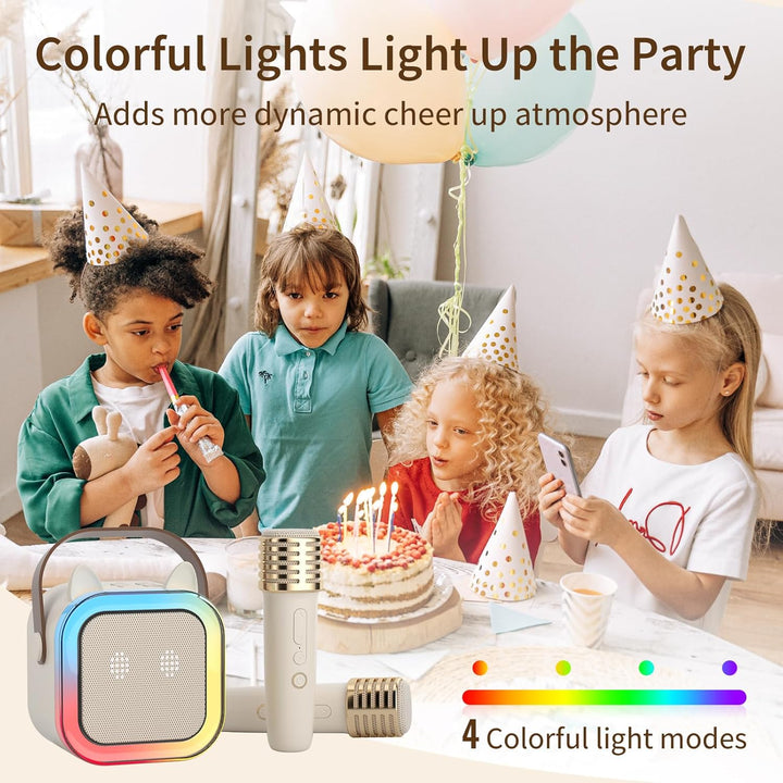 süss Katzenohr Karaoke-Maschine für Kinder Erwachsene, Tragbar Karaoke-System mit blinkendem LED-Lic