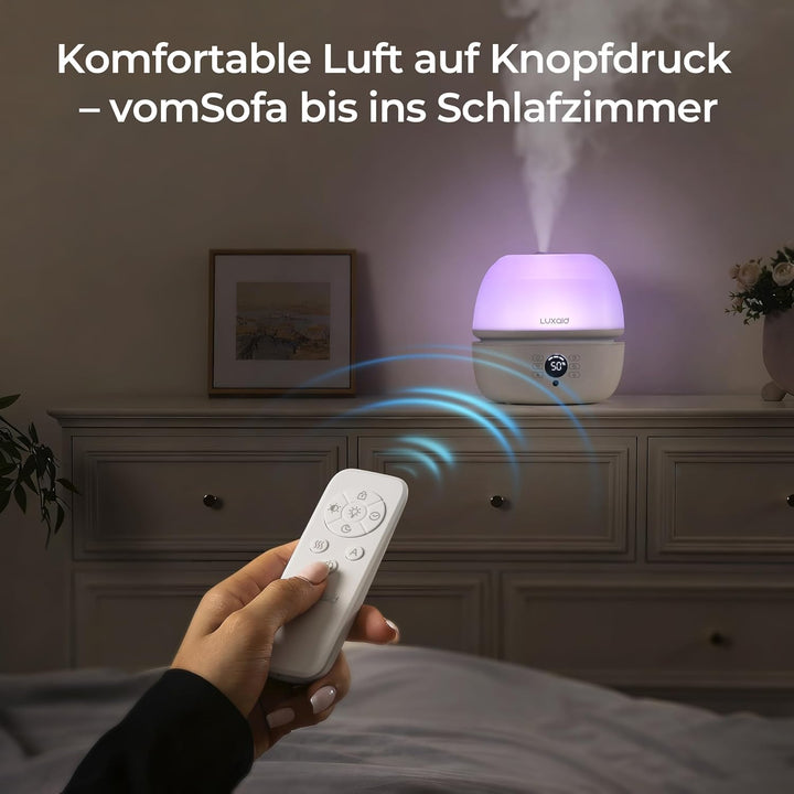 3L Luftbefeuchter Schlafzimmer mit Hygrostat, 7 Farben LED Licht & Fernbedienung, ultraleiser 20dB H