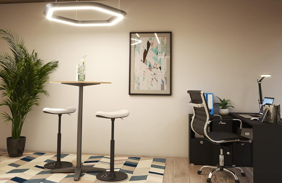 Topstar Sitness H2, Arbeitshocker, Stehhilfe, Drehhocker, Skateboardsitz, höhenverstellbar, Stoffbez