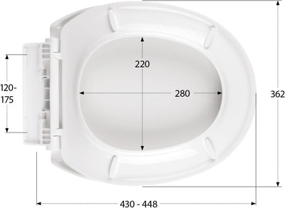 'aquaSu® WC-Sitz mit Absenkautomatik, Dora in Weiss, Thermoplast Toilettensitz mit Rückbrett, Standa