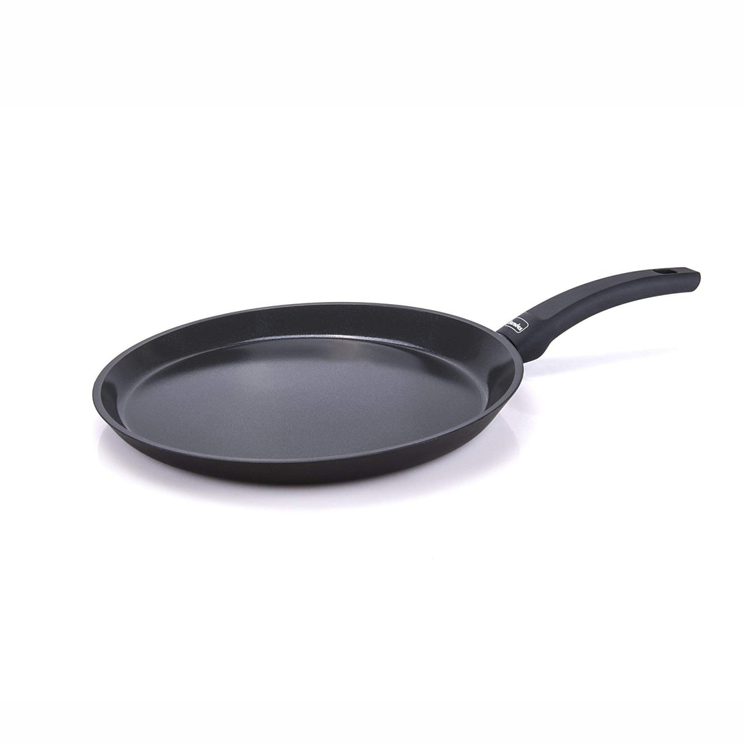 Berndes Pfanne mit flachem Rand für Crêpes und mehr 28 cm, Induktionsgeeignet, Aluminium, schwarz, 0