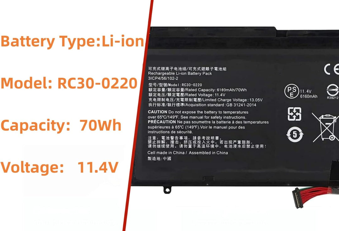 PUGASR RC30-0220 Laptop Akku Kompatibel mit Razer Blade Pro 17" (2017) i7-7700HK GTX 1060 RZ09-0220