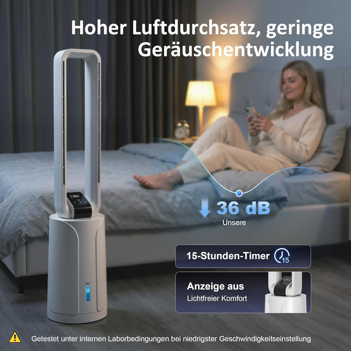 HOMCOM Turmventilator mit 2 Kühlakkus, 3-in-1 109 cm Luftkühler mit 1,7 L Wassertank, 15-Stunden-Tim