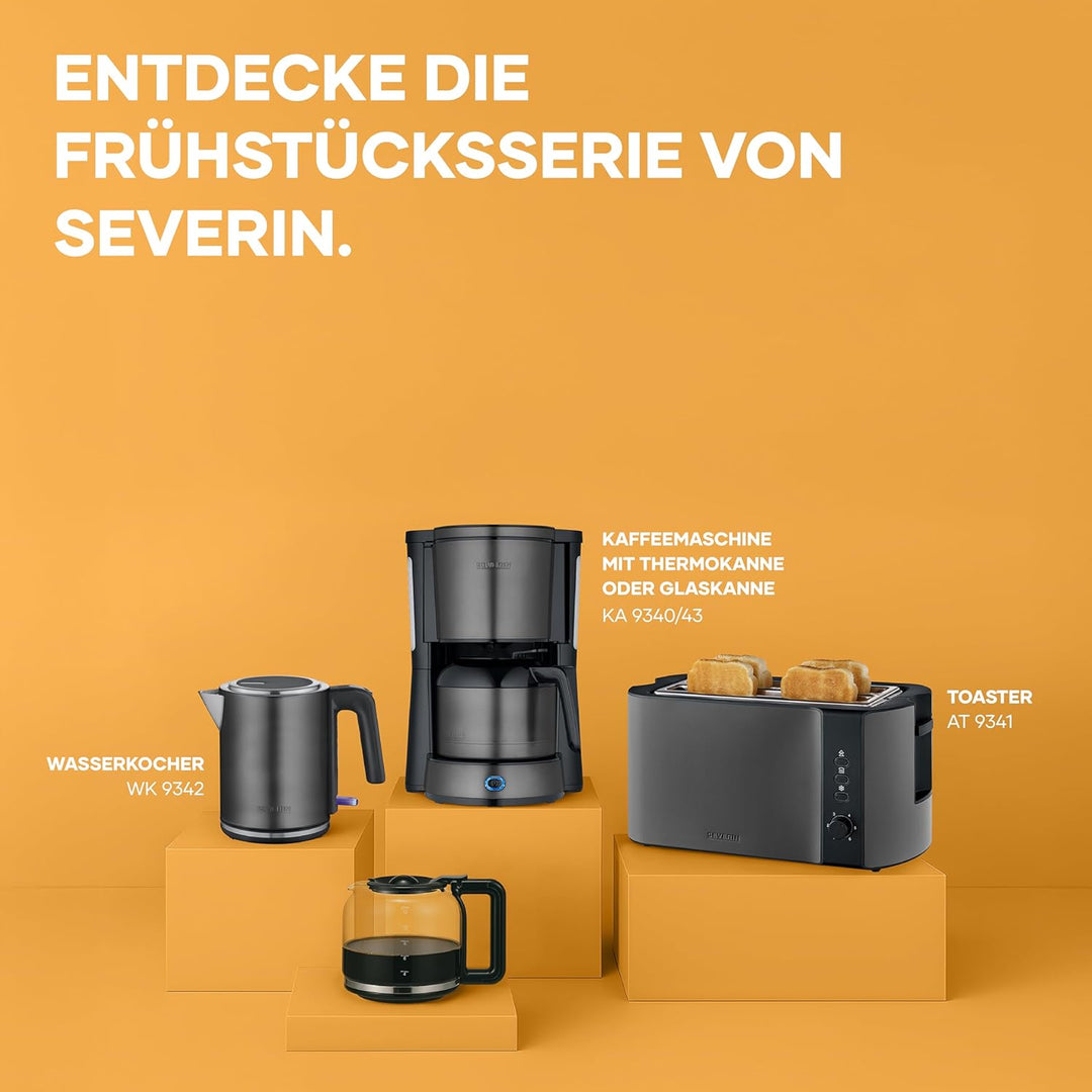 Severin Automatik-Langschlitztoaster, Toaster mit Brötchenaufsatz, hochwertiger Edelstahl Toaster mi