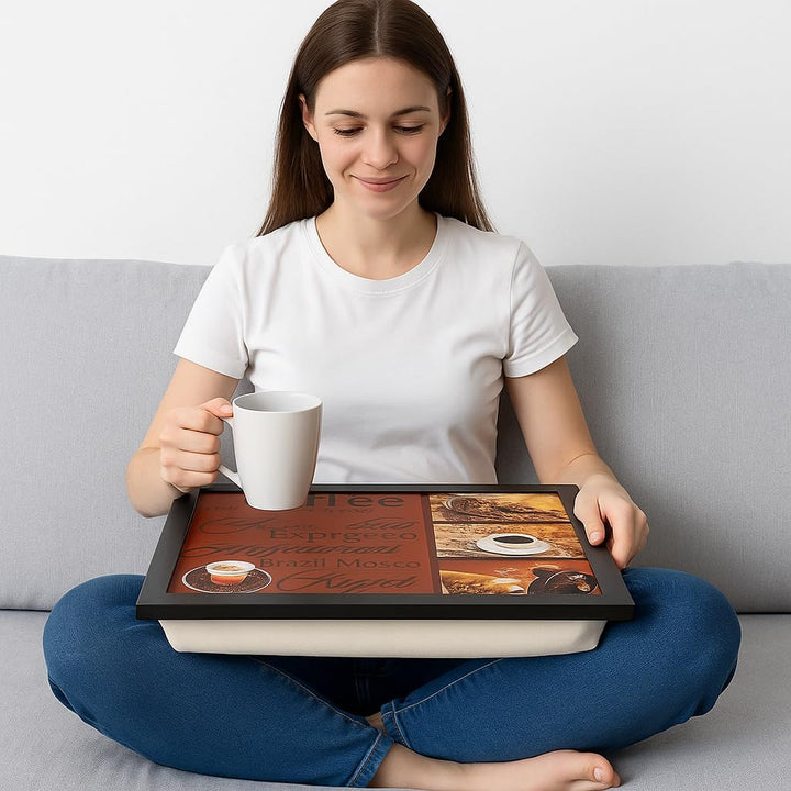 Knie-Tablett mit Kissen – Bequemes Kissen-Tablett für Laptop, Kaffee, Frühstück und mehr – Praktisch