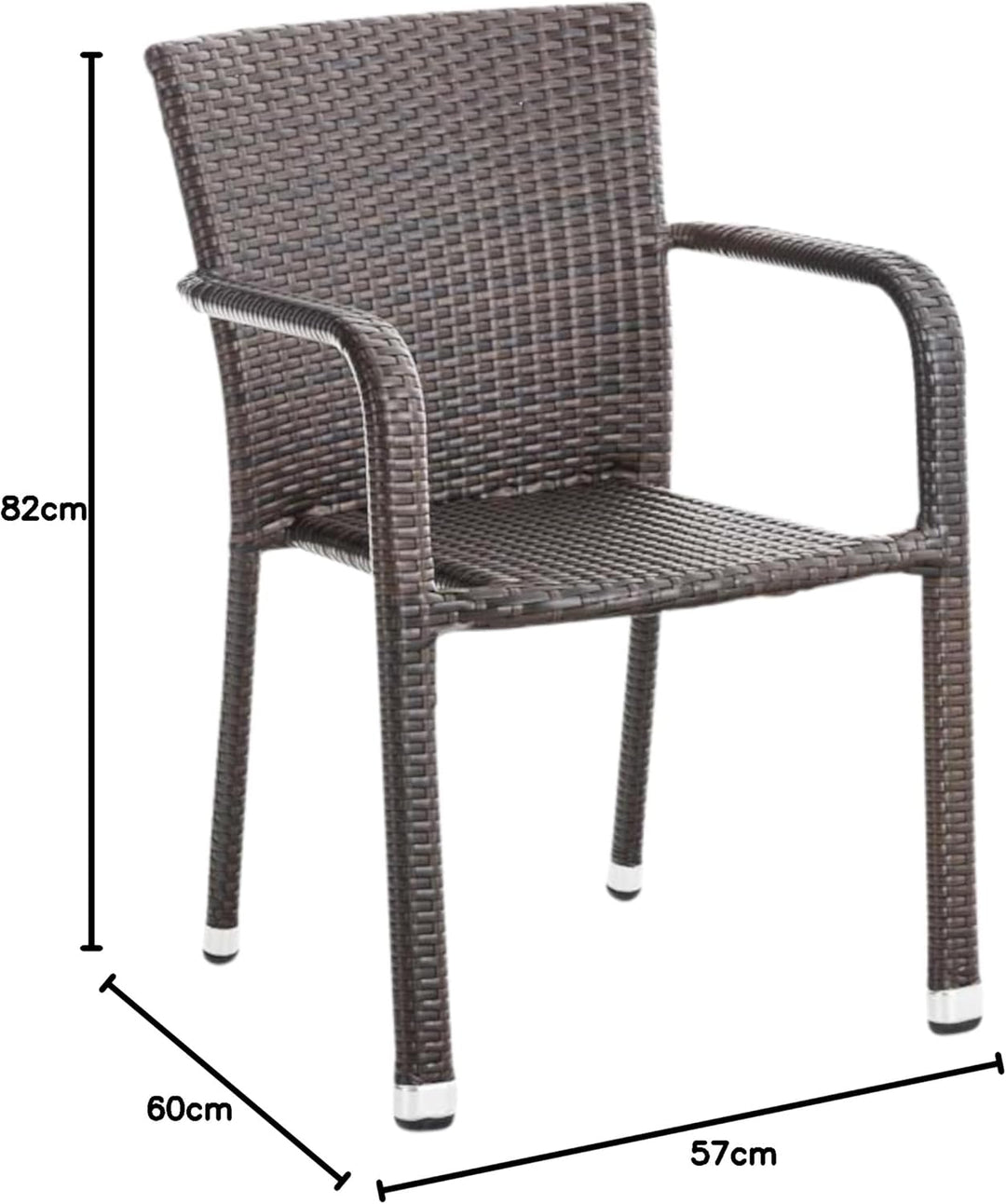 CLP Polyrattan-Gartenstühle Leonie I Pflegeleichte Outdoor-Stapelstühle I Wetterbeständige Gartenstü