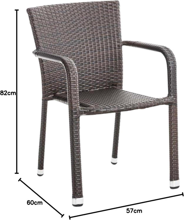 CLP Polyrattan-Gartenstühle Leonie I Pflegeleichte Outdoor-Stapelstühle I Wetterbeständige Gartenstü