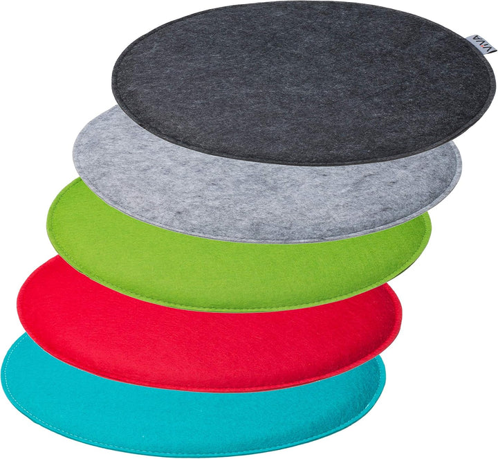 Sitzkissen Filz Rund 6er Set – Ø 35 cm in Grün – Stuhlkissen aus Filz für Innen & Aussen – robuste S