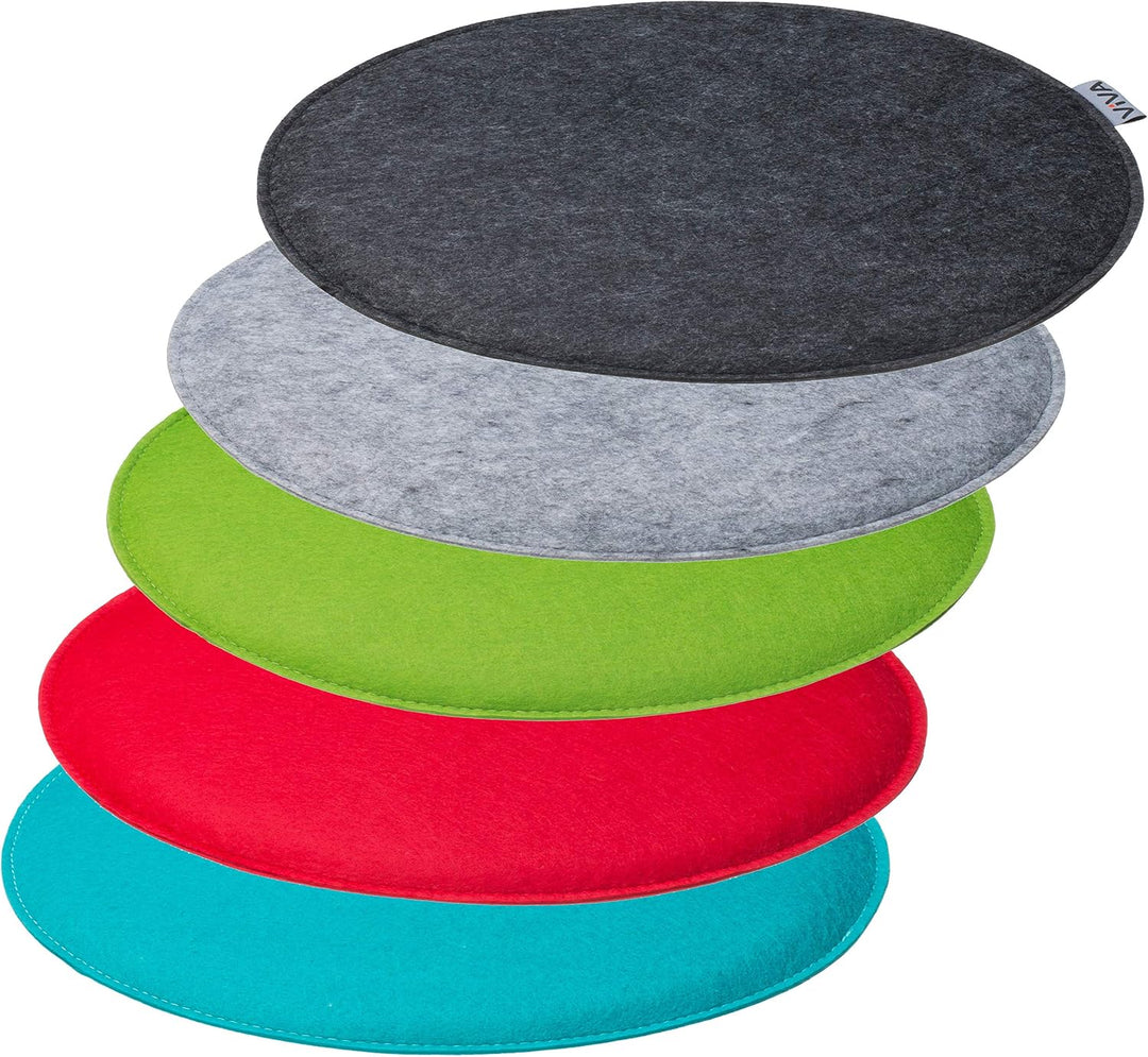 Brandsseller Sitzkissen Filz Rund Ø Stuhlkissen Sitzpolster Auflagen 8er-Set Anthrazit 8 Stück (1er