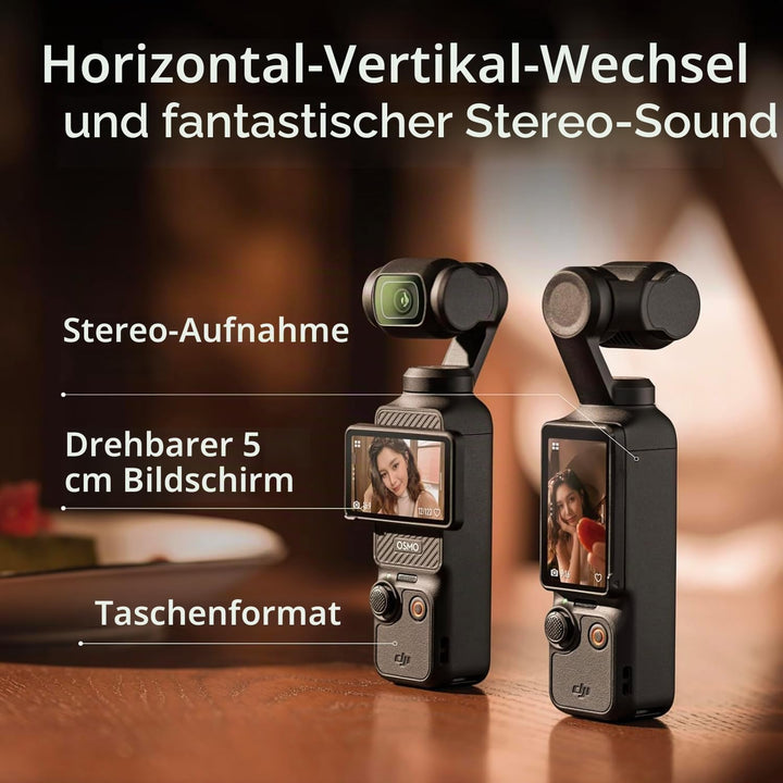 DJI Osmo Pocket 3 CMOS-Kamera mit 1 Zoll (2,54 cm) und Video 4K/120 fps, 3-Achsen-Stabilisierung, Sc