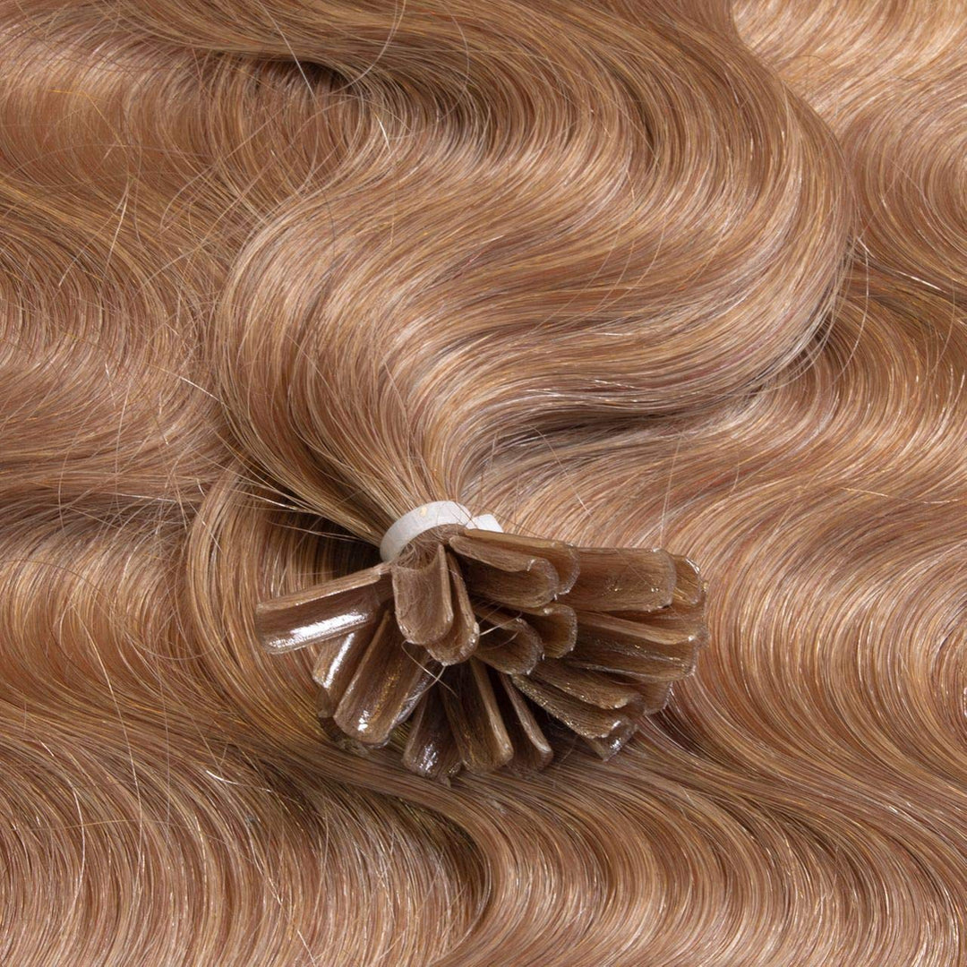 hair2heart Premium Extensions Echthaar Bondings Gewellt - 100 Strähnen 1g 60cm 8/1 hellblond asch #1