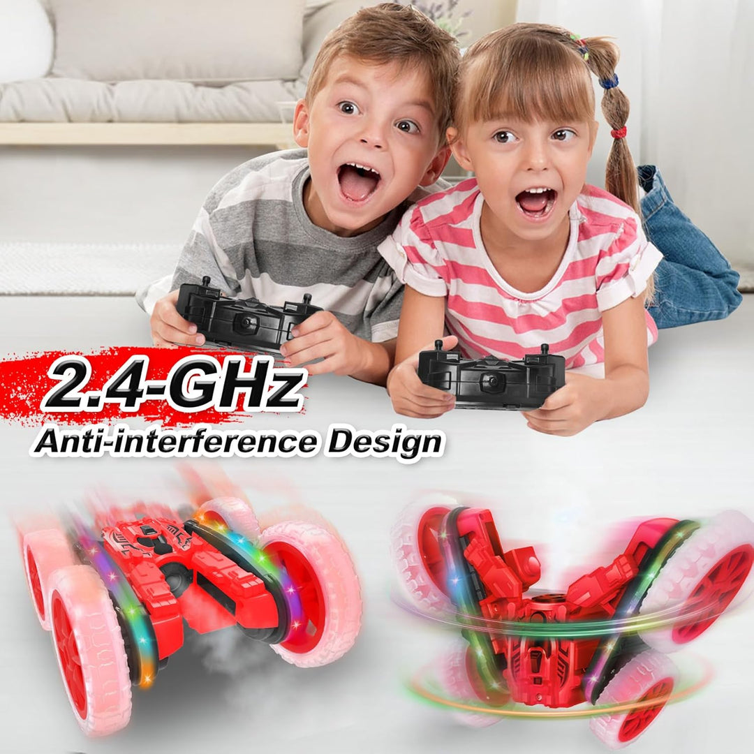 Ferngesteuertes Auto für Kinder, Cool Lights 360° Spin Double Sided Flips RC Autos, Outdoor 4WD Off