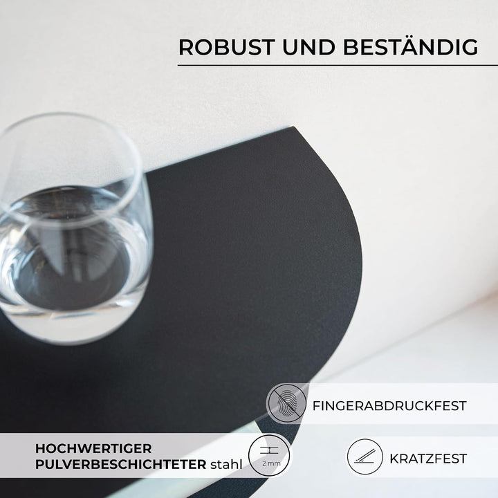 MILUKA Schwebender Nachttisch Hängend 2er Set aus Schwarz Metall 40x20 cm| Nachttisch Schmal mit 2 E