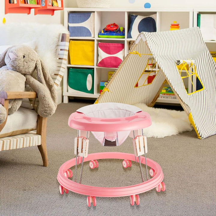Baby Walker, Faltbar, Anti-Rollover, 5-stufig höhenverstellbar, für 6-15 Monate, Rosa rose, rose
